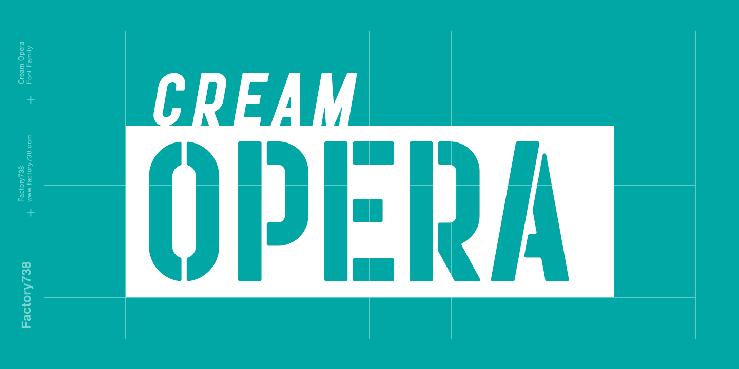 Beispiel einer Cream Opera Stencil-Schriftart